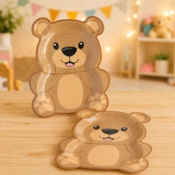 Teddy Bear Shaped Party Plates - 8Pk